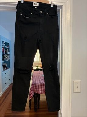 PAIGE Black Skinny Ripped Jeans